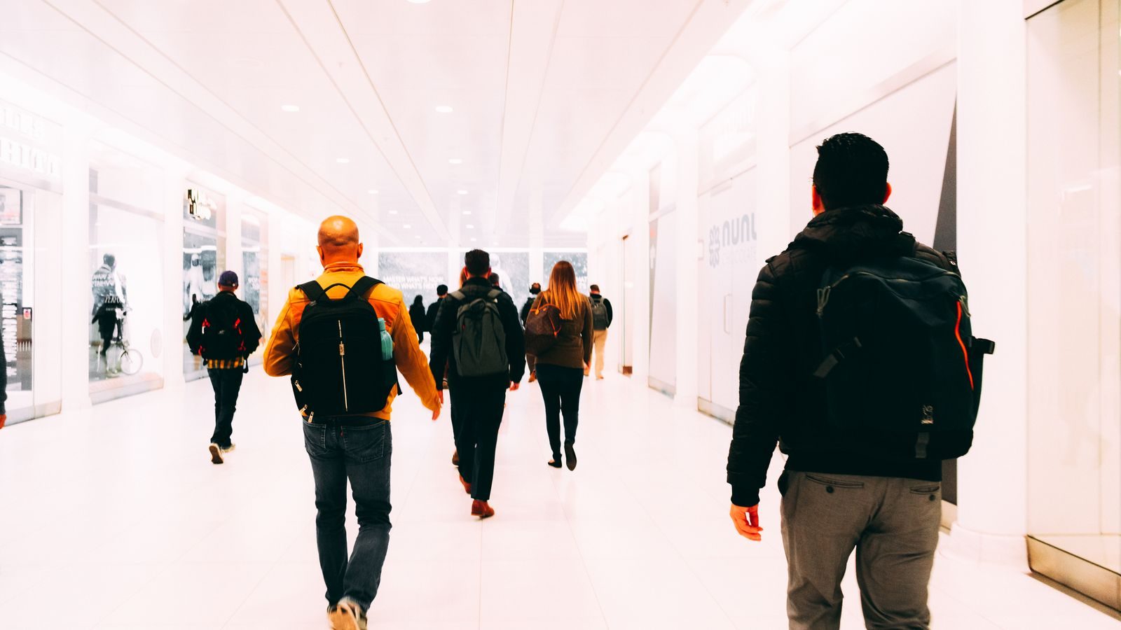 Travellers walking together at the airport