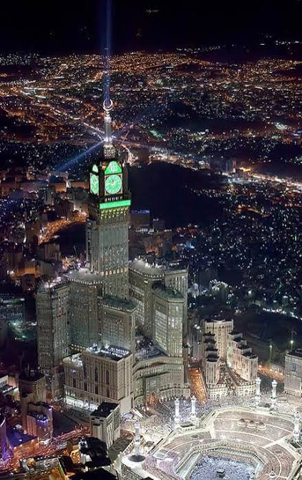 Makkah Clock Royal Tower at night